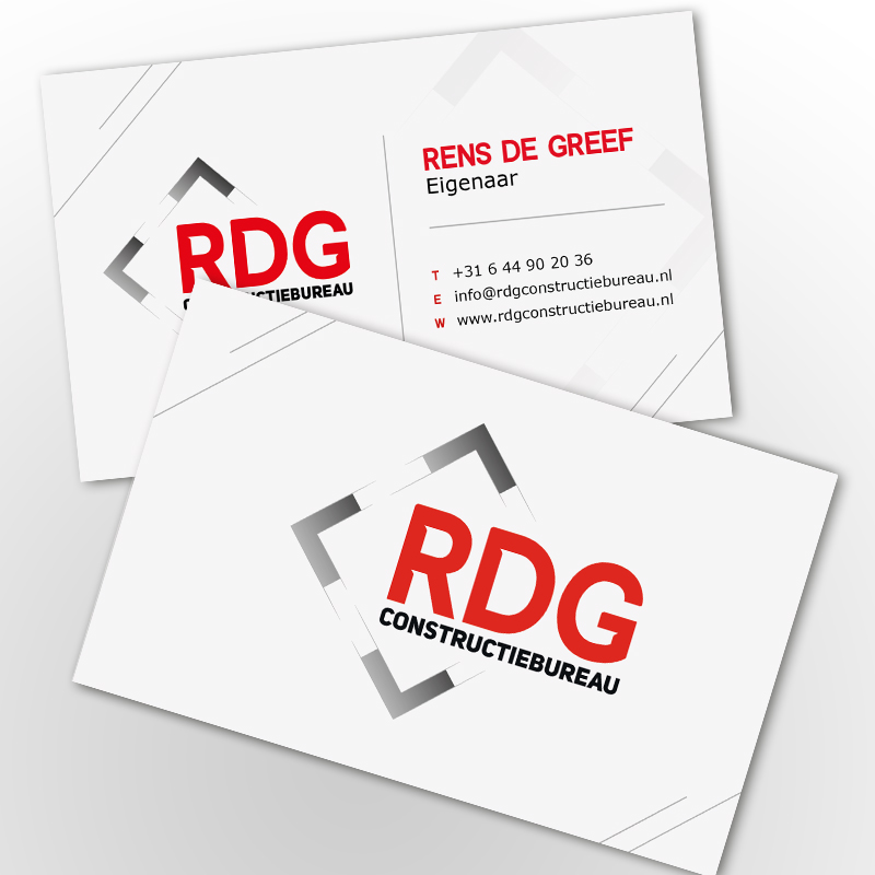 RDG Constructiebureau complete huisstijl visitekaartjes mockup
